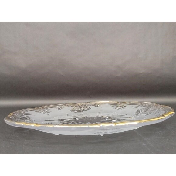 Mikasa Frosted Crystal Winter Bells with Gold trim 14 3/4" Hostess Platter USED - Picture 3 of 5
